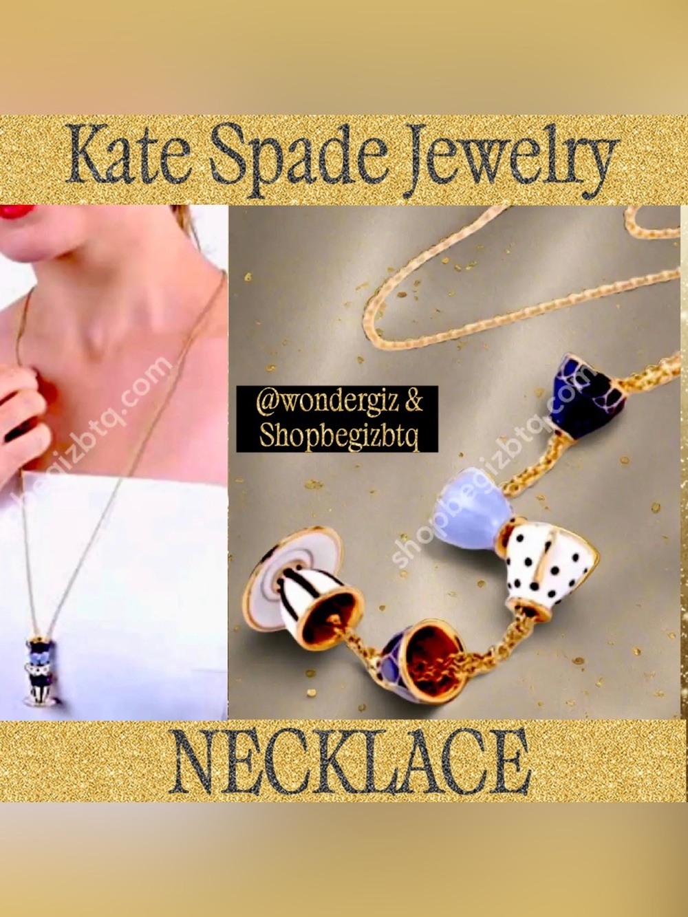 Kate Spade Authentic Tea Time Stacked Cups Necklace